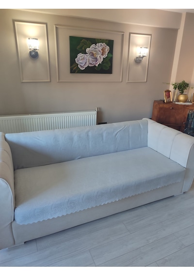 Koltuk Örtüsü Kaymaz 170x210 Gofreli Açık Gri