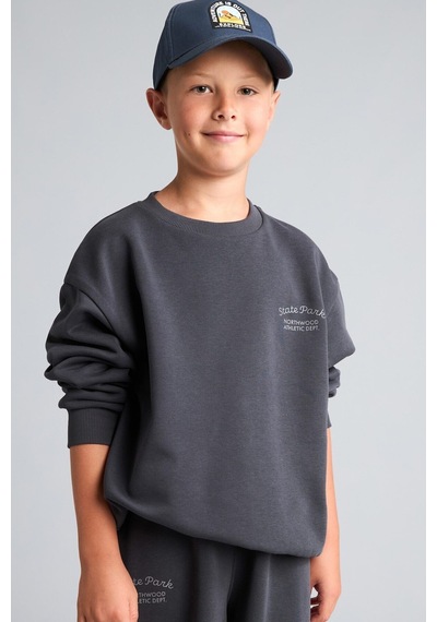 Defacto Bisiklet Yaka Efekt Nakışlı Sweatshirt Erkek Çocuk H9683a826wnar31 Antrasit-ar31