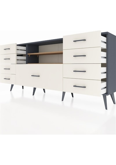 Arges Konsol 2 Raflı 9 Çekmeceli 176x30x83 Antrasit-çam/aytaşı Çam/aytaşı Arges Konsol 2 Raflı 9 Çekmeceli 176x30x83 Antrasit-çam/aytaşı Çam/aytaşı