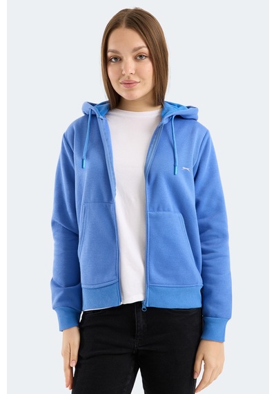 Slazenger Mılıo I Kadın Fermuarlı Kapüşonlu Cepli Indigo Sweatshırt Indigo