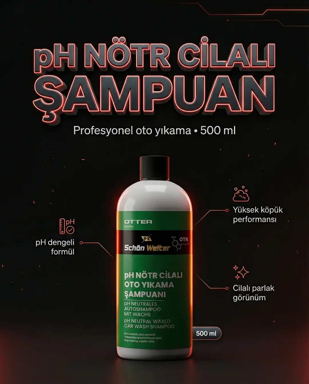 Araç Oto Ph Nötr Cilalı Oto Yıkama Şampuanı 500ml