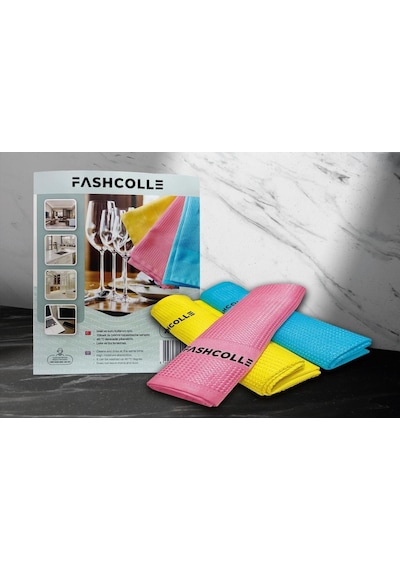 Fashcolle Mikrofiber Temizlik Bezi 3'lü X 3 Paket Toplam 9 Adet Gri - Kırmızı - Turuncu