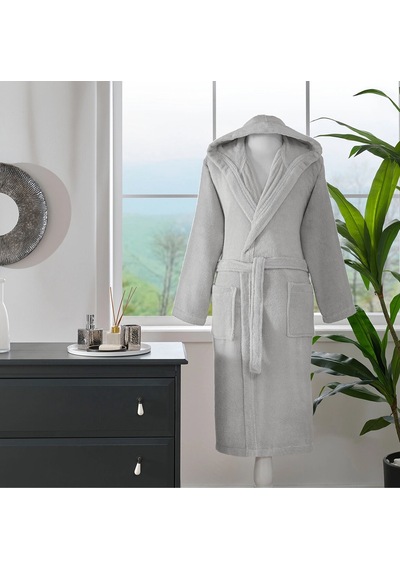 Özdilek Tek Bornoz Şalyaka Kapşonlu-woven Gri Xxl Beden Gri