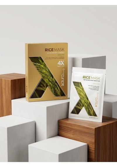 Xaura Beauty Rice Mask Doğal Pirinç Özlü Aydınlatıcı Kağıt Yüz Maskesi 4'lü Paket