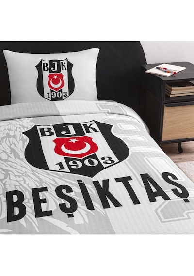 Taç Lisanslı Beşiktaş Soccer Tek Kişilik Pamuk Pike Takımı