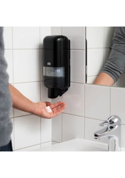 Tork Sıvı Sabun, Köpük Sabun Ve Dezenfektan Dispenseri Siyah S4 Manuel Duvar Tipi 564508