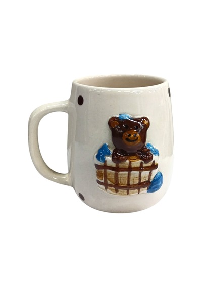 Boni Bon Collection Design 3d Kabartma El Yapımı Ayıcıklı Seramik Kupa Bardak 400 Ml