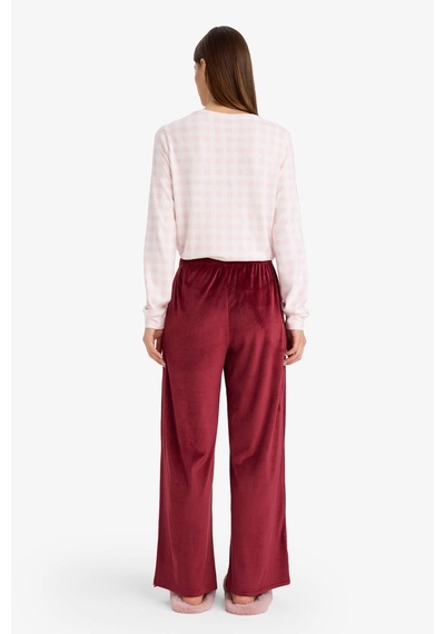 Defacto Regular Fit Velur Pijama Altı G5915ax25wnbr248 Bordo-br248
