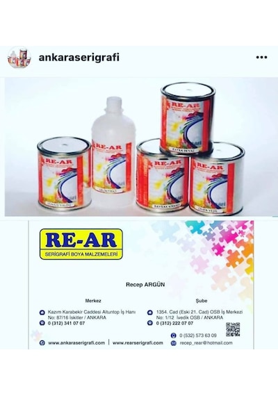 Re-Ar Plastisol Beyaz Serigrafi Tekstil Baskı Boyası 1 Kg
