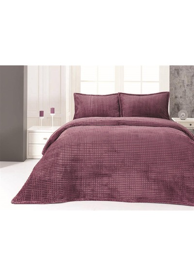 Merinos Modern Line 3 Parça Çift Kişilik Battaniye Seti - Cherry Vişne Çürüğü