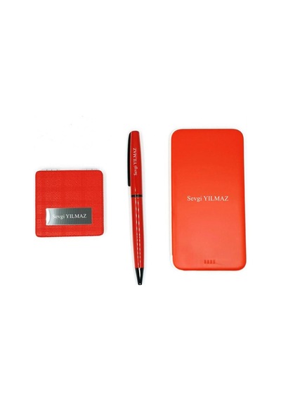 Kişiye Özel Hediyelik Set 5000 Mah Powerbank, Metal Tükenmez Kal