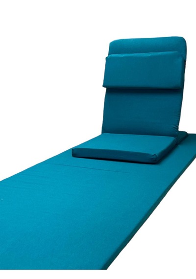 Backjack Meditasyon Sandalyesi Destekli Yer Minderi + 60x180 Kumaş Mat - Backjack 3xl Mat+backjack İkili Set Koyu Petrol Mavisi/buz Mavisi