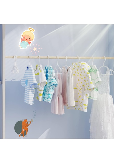 Bebek Askıları Dolap İçin - Bebek Giysileri Askıları 60 Paket Plastik Çocuk Askıları Giyim Bebek Yürümeye Başlayan Çocuk Askıları Beyaz