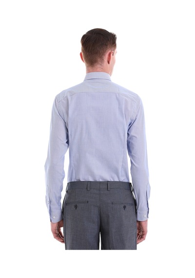 Hatemoğlu Mavi Comfort Fit Desenli 100% Pamuklu İtalyan Yaka Uzun Kollu Sp Mavi