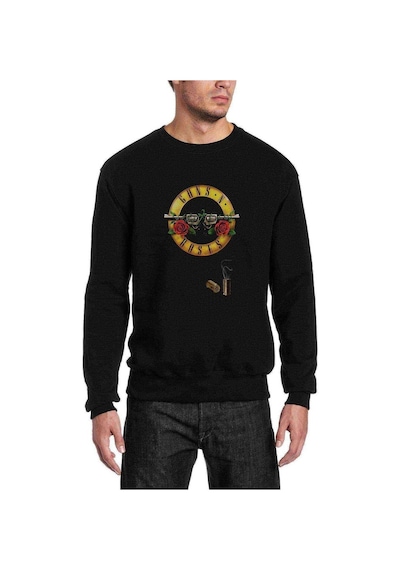 Guns N Roses Logo Metal Rock Baskılı Siyah Erkek Sweatshirt (528937447)
