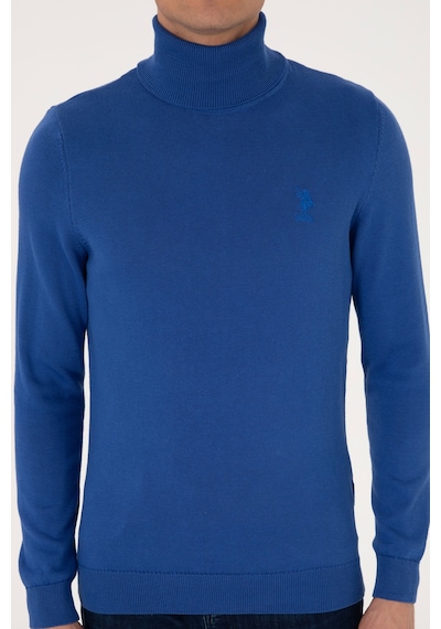U.S. Polo Assn. Erkek Slim Fit Boğazlı Yaka Saks Basic Kazak 50288884-VR045