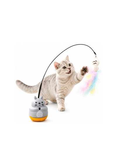 1 Adet Kedi Figürlü Dönen Peluş Balıklı Olta Oyuncağı