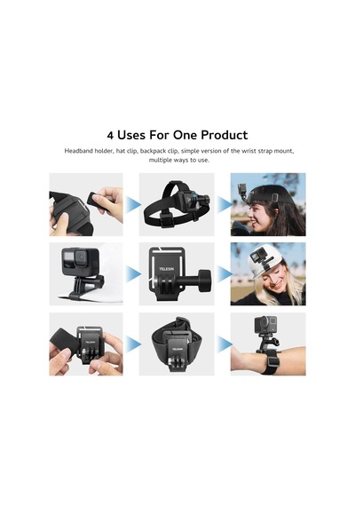 Adaptom Telesın Baş Kayışı Dağı Kapak Klipsli, Hızlı Çıkarma Baş Kemeri Dağı Gopro Hero 12/11/10/9/8/7/6/5, Diğer