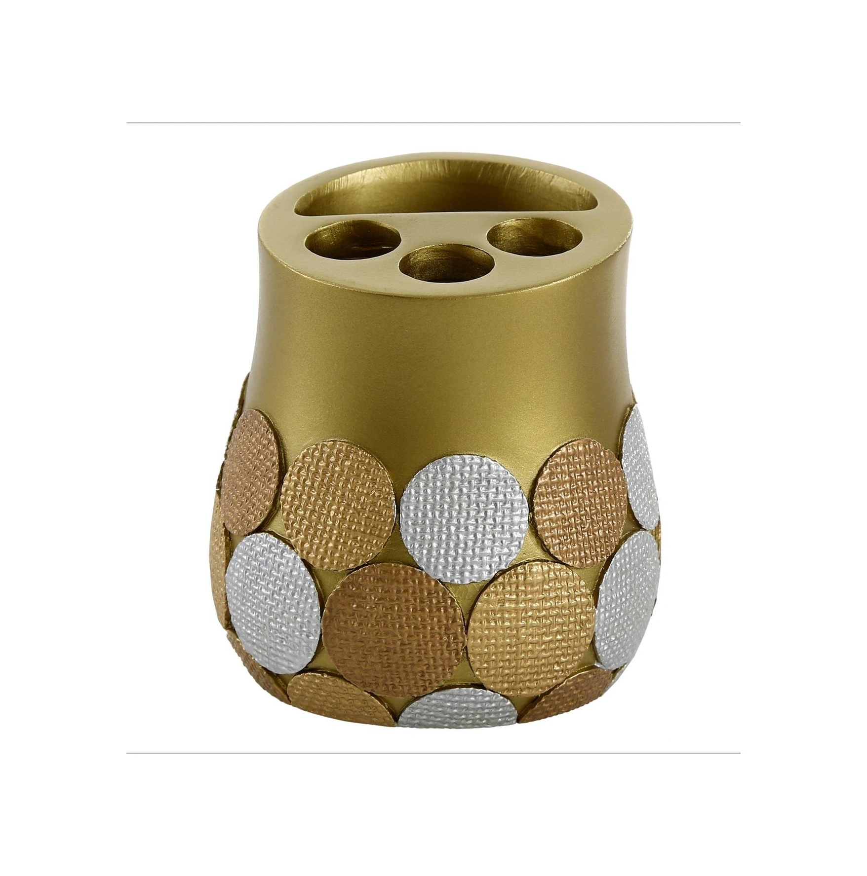 2 Adet Kalemlik Altın Puanlı Poliresin Ofis Gereci 9x9x10cm Çok Renkli