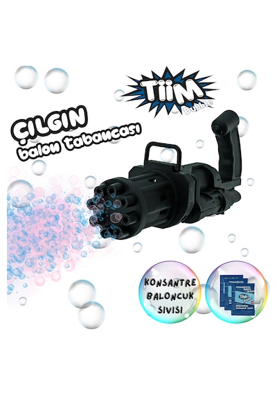 Tiim Bubble 8 Çıkışlı Otomatik Baloncuk Ve Balon Tabancası Siyah 1