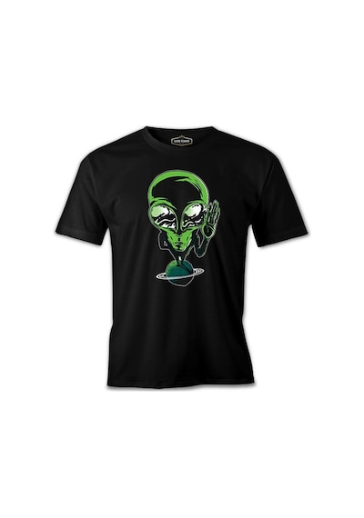 Alien On Planet Siyah Erkek Tshirt 001