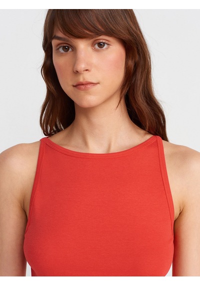 Dilvin 21048 Halter Yaka Top-kırmızı Kırmızı
