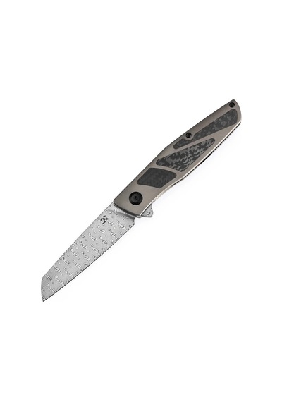 Kansept Cru Liner Kilitli Bronz Eloksallı Titanyum Ve Dimi Karbon Fiber Sap Damascus Çelik Kamp Çakı K1092a4