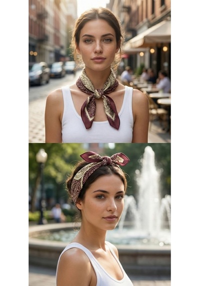 İki Mevsim Paisley Desen 55x55cm Bandana/fular Çok Renkli