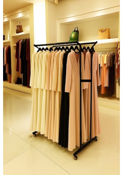 Premium 170 Cm Çelik Konfeksiyon Elbise Askılık Pingo Ayak Portatif Home Hanger 125 Cm En Demonte Siyah