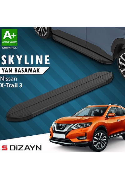 S-dizayn Nissan X-trail T32 Skyline Siyah Yan Basamak 183 Cm 2014-2022 A+ Kalite