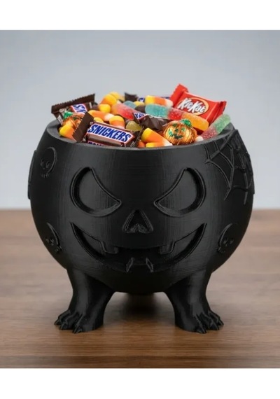 Halloween Cadılar Bayramı Dekoratif Balkabağı Şekerlik Kase Siyah Masa Üstü Dekor