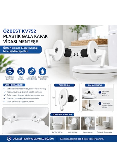 2pcs Üstten Sıkmalı Plastik Klozet Kapak Menteşesi Vidası Bx40 Diğer