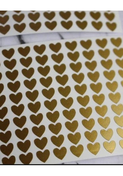 Altın Gold Kalp Şekilli Sticker Etiket Hediye Paketleme Etiketi 3x3 Cm Diğer