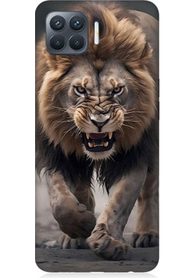 Oppo Reno 4 Lite Uyumlu Saldırgan Aslan Desenli Silikon Kılıf
