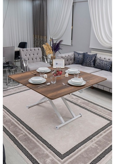 Home Üst Tabla Mdf Barok Ceviz Oval Köşe Alt Beyaz