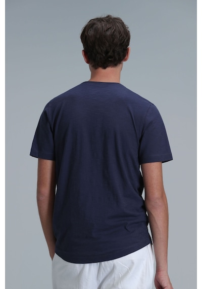 Lufian Erkek Junya Basic T-shirt 111020203 Açık Lacivert