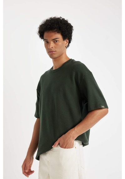 DeFacto Boxy Fit Bisiklet Yaka Kısa Kollu Basic Düz Waffle Tişört B4443AX24AUKH225