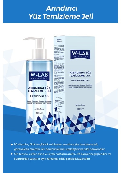 W-Lab Cosmetics Arındırıcı Yüz Temizleme Jeli 400 ML
