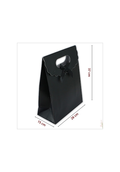 El Geçmeli Karton Çanta 38 X 27 X 15 Cm, Siyah - 12 Adet