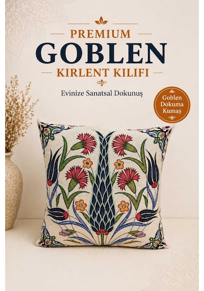Goblen Çini Desen Kırlent Kılıf Renkli
