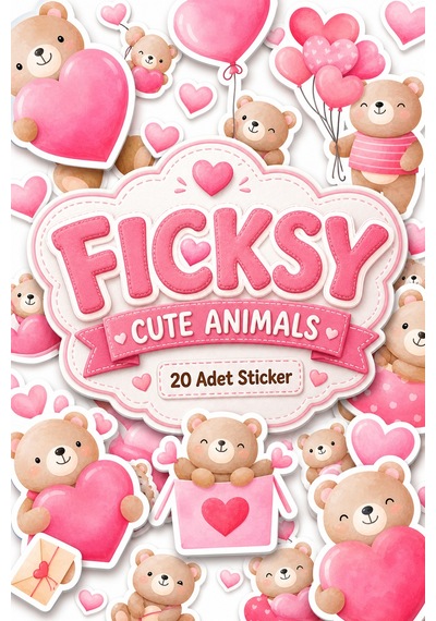 Sevimli Ayıcık Teddy Bear Aşk, Kalp, Sevgililer Günü Temalı Sticker Seti - 20 Adet Etiket Çıkartma Diğer