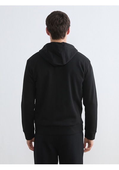 Lcw Vision Siyah Kapüşonlu Erkek Fermuarlı Sweatshirt