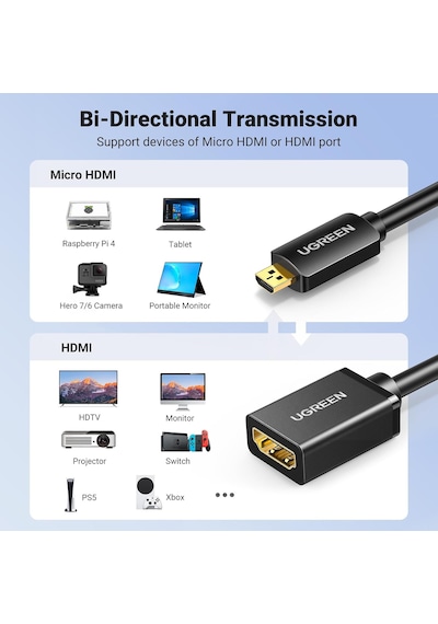 Mikro Hdmı Adaptörü 4k 60hz Mikro Hdmı - Hdmı Adaptörü 3d 1080p Hdmı Tip D - A Mikro Hdmı Adaptör Kablosu Raspberry Pi 4, Gopro 7, 6, 5, Kamera, Odroıd Vb. İle Uyumlu. Siyah Mikro Hdmı Adaptörü 4k 60hz Mikro Hdmı - Hdmı Adaptörü 3d 1080p Hdmı Tip D - A Mikro Hdmı Adaptör Kablosu Raspberry Pi 4, Gopro 7, 6, 5, Kamera, Odroıd Vb. İle Uyumlu. Siyah