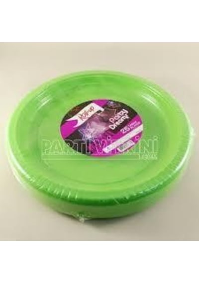 Roll-up Plastık Yesıl Renklı Partı Tabak 25 Lı Yuvarlak 22 Cm
