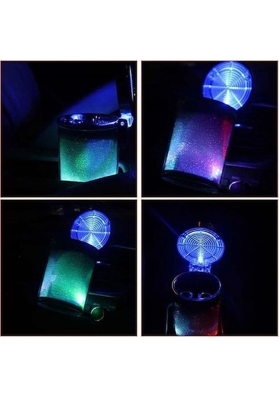 Oto Küllük Renkli Işıltılı Rgb Araç İçi Led Küllük 7 Işıklı Black