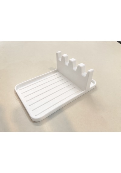 3d Baskı Çoklu Kaşık Ve Kepçe Dinlendirme Standı Damlama Tepsili Mutfak Düzenleyici Beyaz