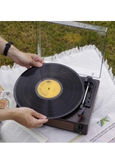 Fomix Fm-108 Koyu Kahverengi Hoparlörlü Bluetoothlu Pikap Plak Çalar Kahverengi