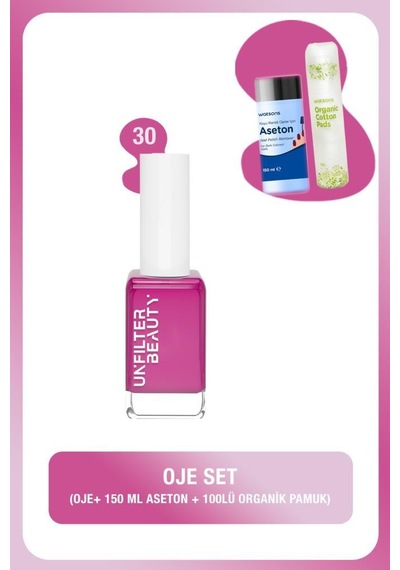 Unfilter Beauty No:30 Oje + 150 Ml Aseton + 100 Adet Pamuk