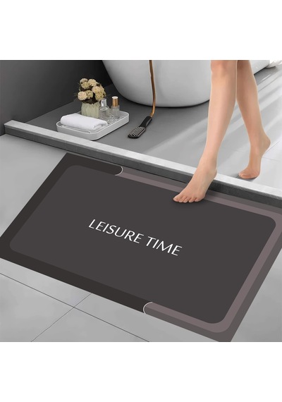 Dijital Kaymaz Yıkanabilir Banyo Mutfak Salon Paspas Halısı Trend Modern Al4002 Kahve