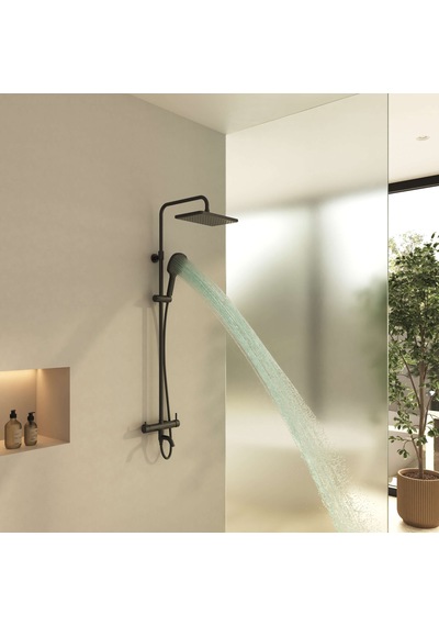 Adell Mode S Rain Duş Sistemi 3 Çıkışlı Tepe Ve El Duşlu Mat Siyah 157802224